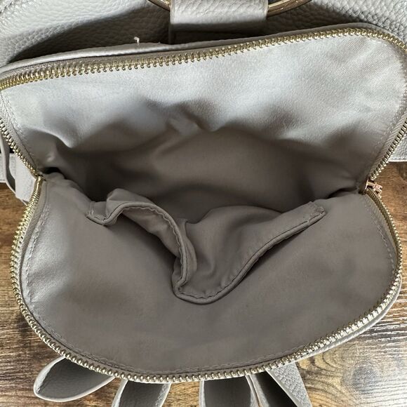 Crossi Bow Backpack White Gray Gold Seafoam Adjustable Straps Zipper Pockets - Picture 3 of 8